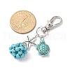 Turtle & Round Synthetic Turquoise Pendant Decorations HJEW-JM03277-01-3