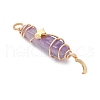 3Pcs 3 Styles Natural Amethyst Pointed Copper Wire Wrapped Faceted Bullet Big Pendants PALLOY-JF03572-03-4