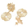 Brass Flower Dangle Stud Earrings EJEW-JE06226-4