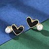 Heart Brass Stud Earrings EJEW-C141-01G-5