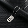 Rectangle with Letter Pattern Hollow Out 201 Stainless Steel Pendant Necklaces FS-WG34D20-06-1