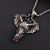 Dragon with Wing 304 Stainless Steel Ruby Rhinestone Pendant Necklaces for Men FS-WGA9886-01-1