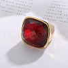 Rectangle 304 Stainless Steel with Glass Finger Rings FS-WG61EEA-05-2