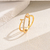 Classic Brass Micro Pave Clear Cubic Zirconia Finger Rings QN8130-6-1