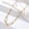 304 Stainless Steel & Glass Pearl Oval Link Chain Necklaces for Women NJEW-A045-04G-1-3