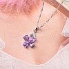 Zinc Alloy Pave Medium Orchid Cubic Zirconia Pendant Necklaces for Women FS-WGB158F-03-1