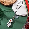 Christmas Snowman Glass Seed Beads Mobile Straps HJEW-MZ00294-01-1