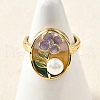Mother's Day Jewellery Brass Enamel Cuff Rings RJEW-K291-03G-03-3