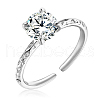 Anti-Tarnish Rhodium Plated 925 Sterling Silver Open Cuff Ring JR891A-1