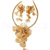 Flower Alloy Crystal Rhinestone Pendant Necklace & Stud Dangle Earring Sets FS-WG8D6F6-01-5