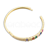 Colorful Cubic Zirconia Rectangle Hinged Bangle BJEW-N014-007-5