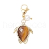 Natural Quartz Crystal & Rose Quartz & Strawberry Quartz & Tiger Eye & Black Obsidian Faceted Tortoise Pendant Decorations HJEW-JM03321-4