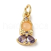 Brass Micro Pave Colorful Cubic Zirconia Glass Pendants X-KK-R162-026B-G-1