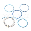 5Pcs 4 Styles Glass Seed Beaded Bracelet Set & 1 Pcs Shell Beads Bracelets BJEW-TA00587-03-4
