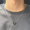 Letter V 304 Stainless Steel with Natural Shell Pendant Necklaces FS-WGFDEEC-04-2