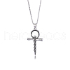 Skull Cross Pendant Necklace Vintage Titanium Steel Ankh Necklace Charm Neck Chain Jewelry Gift for Women Men Birthday Easter Thanksgiving Day JN1110A-1