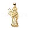 Brass Micro Pave Cubic Zirconia Shell Pendants KK-D328-06G-1