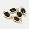 Oval Faceted Golden Brass Glass Links connectors GLAA-O014-20G-1