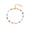 Golden Tone Stainless Steel Enamel Evil Eye Link Chain Bracelets for Women CI4530-3-1