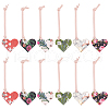Olycraft 12Pcs 6 Colors  Printed Imitation Leather Bookmarks AJEW-OC0004-41-1