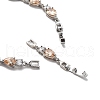 Noble Gift Ideas for Lady Platinum Plated Brass Micro Pave Cubic Zirconia CZ Teardrop Link Chain Bracelets BJEW-L443-06-2