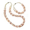 Brass with Natural Freshwater Pearl Beaded Necklace & Bracelet FS-WG0E56F-02-4