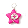 Dyed Synthetic Turquoise Copper Wire Wrapped Vortex Star Pendants PALLOY-JF03587-02-2