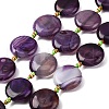 Natural Striped Agate/Banded Agate Coin Beads Strands G-NH0040-01D-1