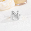 Brass Micro Pave Clear Cubic Zirconia Cuff Rings FS-WG4832E-28-1
