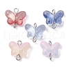 Transparent Baking Paint Glass Glitter Butterfly Connector Charms PALLOY-JF02341-40A-1