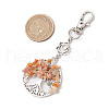 Natural Red Aventurine Chips Beads & Alloy Tree of Life Pendant Decorations HJEW-JM03128-06-3