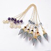 Resin Hexagonal Pointed Dowsing Pendulums(Brass Finding and Gemstone Inside) G-L521-A05-1