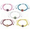 Handmade Lampwork Evil Eye & Glass Seed Beads Braided Bead Bracelets BJEW-MZ00090-1