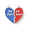 Alloy Red and Cornflower Blue Enamel Split Pendants PALLOY-V006-04P-1