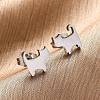 Tarnish Resistant 304 Stainless Steel Kitten Stud Earrings EJEW-F227-06P-3