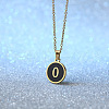 Alloy Black Enamel Disc with Initial Pendant Necklaces for Women WGEDF6F-15-1