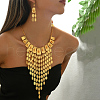 Elegant Middle Eastern Style Iron Flower Oval Tassels Earrings & Necklaces Sets for Women's Banquet IO3336-2