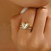 Irregular Double Heart 925 Sterling Silver Stackable Finger Rings for Women DW2837-1-2