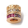 Brass Micro Pave Cubic Zirconia Beads KK-D378-22G-1