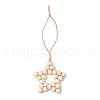 Star Natural Unfinished Wood Beaded Pendant Decorations HJEW-JM02842-02-2