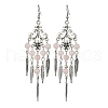 Natural Rose Quartz Beaded Chandelier Earrings EJEW-JE05371-01-1