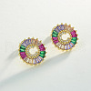 Brass Colorful Cubic Zirconia Stud Earrings WG39B88-03-1