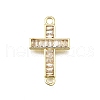 Brass Micro Pave Clear Cubic Zirconia Religion Cross Connector Charms KK-Z100-22G-04-1
