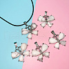 Butterfly Alloy Pave Natural Howlite Pendant Imitation Leather Cord Necklaces FS-WG1163A-04-1