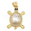 Tortoise Rack Plating Brass Micro Pave Cubic Zirconia Charms KK-G513-78A-05G-1