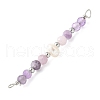 Faceted Round Natural Amethyst & Lepidolite & Potato Natural Cultured Freshwater Pearl Beaded Connector Charms PALLOY-JF03532-06-3