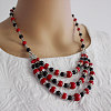 Ethnic Style Alloy & Dyed Synthetic Turquoise Round Beaded 3 Layer Bib Necklaces FS-WGD33AA-04-2