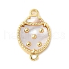 Brass Pave Natural White Shell Connector Charms KK-S522-03D-G-1