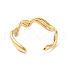 Vacuum Plating 304 Stainless Steel Wave Open Cuff Ring for Women RJEW-C040-02G-3