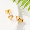 304 Stainless Steel Clear Cubic Zirconia Stud Earrings STAS-E502-02G-01-3